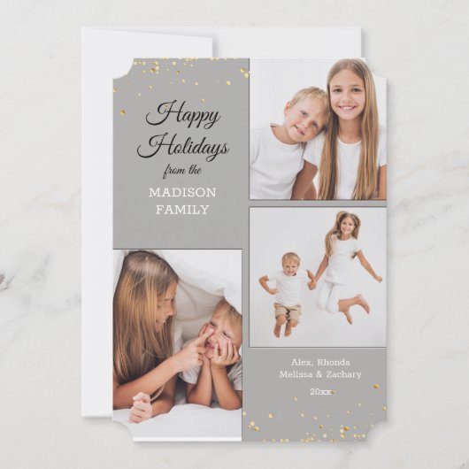 Kerstkaart met collage van drie foto's kaart (Voorkant)