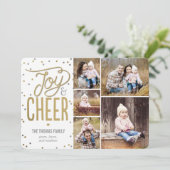 Kerstkaart met collage van vreugde en cheer (Staand voorkant)