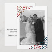 Kerstkaart met Confetti Stippen en Warmste Wensen (Voorkant / Achterkant)