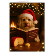 Kerstkaart met Crème Cockerpoo 'Kaasbelasting'