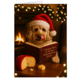 Kerstkaart met Crème Cockerpoo 'Kaasbelasting'