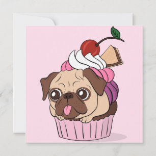 Kerstkaart met Cupcake Pug