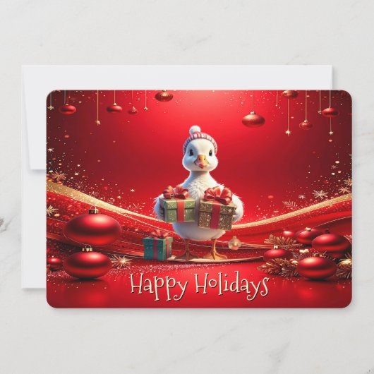 Kerstkaart met cute eend (Voorkant)