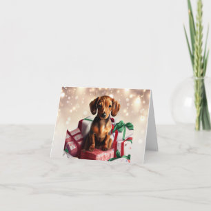 Kerstkaart met Dachshund Puppy Kaart