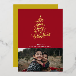 Kerstkaart met de tekst 'Love Came Down' in folie Feestdagenkaart