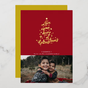 Kerstkaart met de tekst 'Love Came Down' in folie Feestdagenkaart