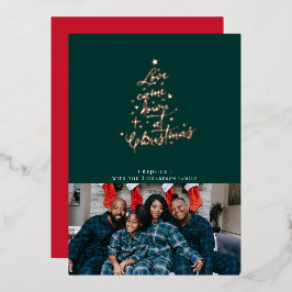 Kerstkaart met de tekst 'Love Came Down' in folie Feestdagenkaart
