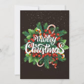 Kerstkaart met decoratie op zwarte achtergrond (Voorkant)