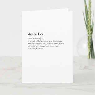 Kerstkaart met definitie van December Kaart