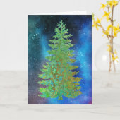 Kerstkaart met dennenboom kaart (Gele Bloem)