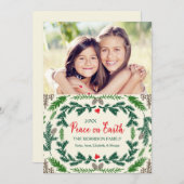 Kerstkaart met dennentakken en vredesboodschap (Voorkant / Achterkant)