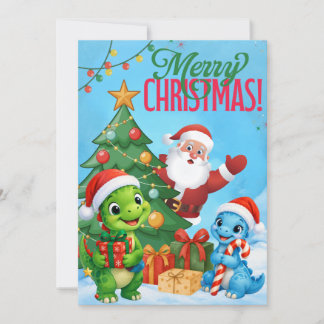 Kerstkaart met dinosaurussen
