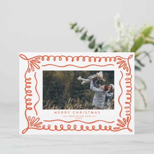 Kerstkaart met Doodle Lijstje Kaart (Staand voorkant)