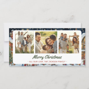 Kerstkaart met dorpsfeest 3 foto's