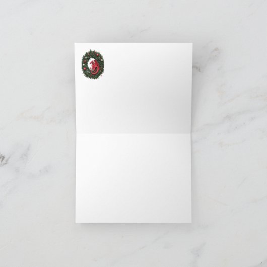 Kerstkaart met drakenkrans feestdagen kaart (Binnen)