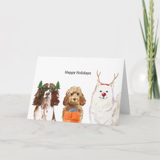 kerstKaart met drie kersthonden Feestdagen Kaart (Voorkant)