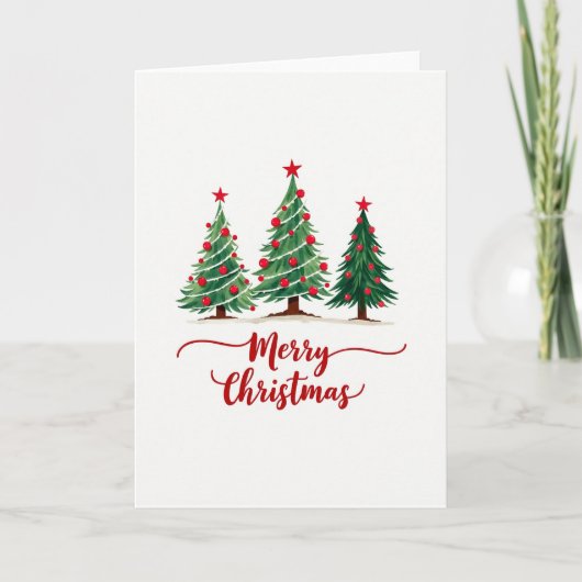 Kerstkaart met drie waterverfdennen kaart (Voorkant)
