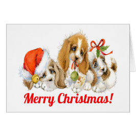 kerstkaart met edele Puppies