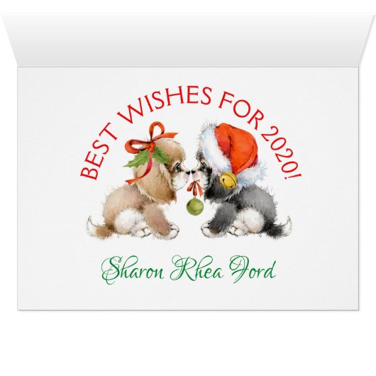 kerstkaart met edele Puppies (Binnen Horizontaal (Onder))