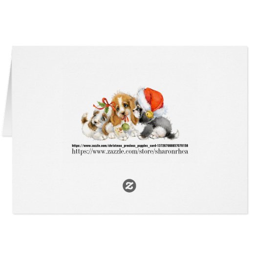 kerstkaart met edele Puppies (Achterkant Horizontaal)