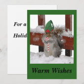 Kerstkaart met eekhoorn op groene achtergrond (Voorkant / Achterkant)