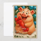 Kerstkaart met een biggetje (Voorkant / Achterkant)
