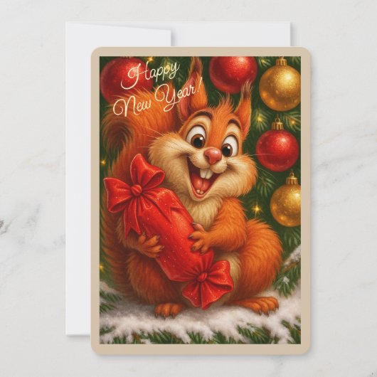 Kerstkaart met een eekhoorn (Voorkant)