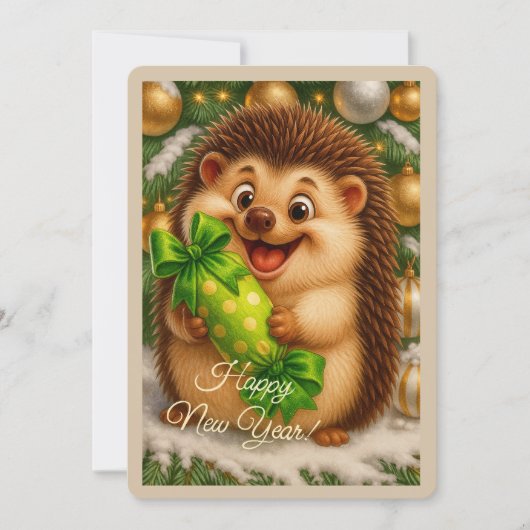 Kerstkaart met een egel (Voorkant)