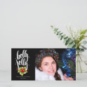 Kerstkaart met één foto 'Holly Jolly' (Staand voorkant)