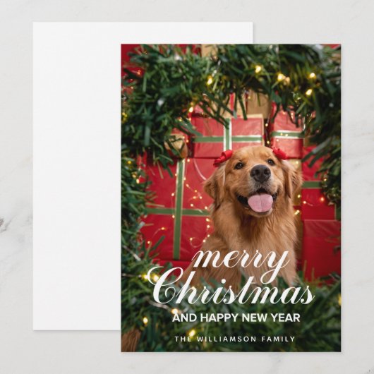 Kerstkaart met een Golden Retriever (Voorkant / Achterkant)