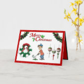 Kerstkaart met een golf- en cartoonfiguur kaart (Gele Bloem)