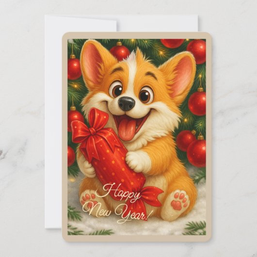 Kerstkaart met een hond (Voorkant)