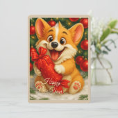 Kerstkaart met een hond (Staand voorkant)
