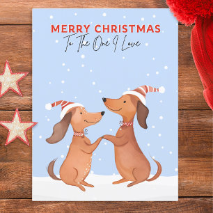 Kerstkaart met een illustratie van twee schattige  briefkaart