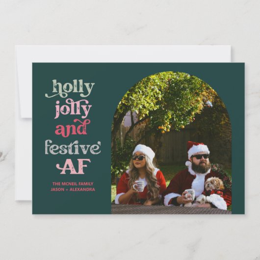 Kerstkaart met een Kerstmis die Holly Jolly en Fee (Voorkant)