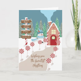 Kerstkaart met een klein huisje op de Noordpool Feestdagen Kaart