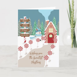 Kerstkaart met een klein huisje op de Noordpool Feestdagen Kaart