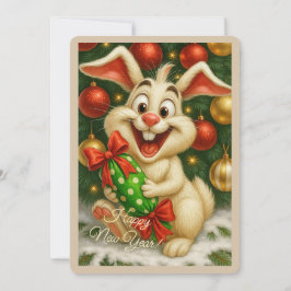 Kerstkaart met een konijn