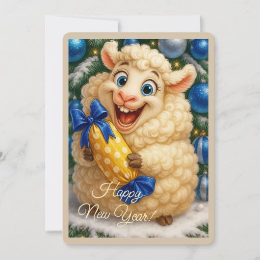 Kerstkaart met een lam (Voorkant)