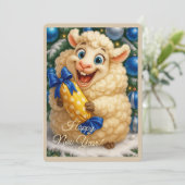 Kerstkaart met een lam (Staand voorkant)
