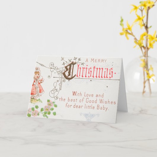 Kerstkaart met een meisje kaart (Gele Bloem)