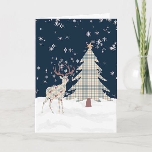 kerstKaart met een ontwerper Deer & Tree Feestdagen Kaart (Voorkant)