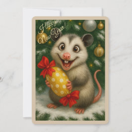 Kerstkaart met een opossum