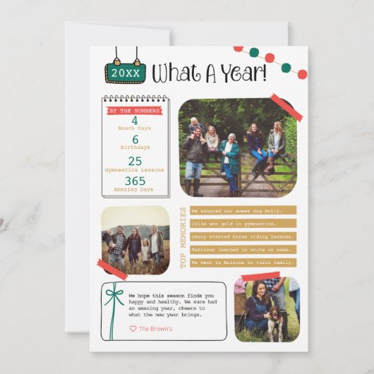 Kerstkaart met een overzicht van het jaar (Voorkant)