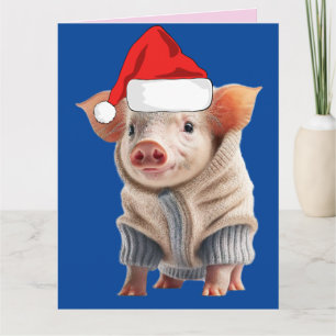 KERSTKAART MET EEN SCHATTIG BIGGETJE KAART