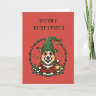 Kerstkaart met een schattige hond kaart