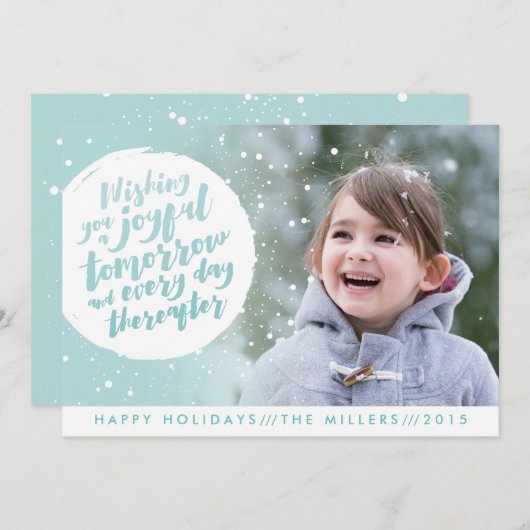 Kerstkaart met een sneeuwbal (Voorkant / Achterkant)