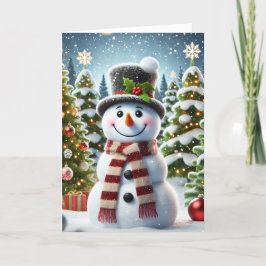 Kerstkaart met een sneeuwpop feestdagen kaart