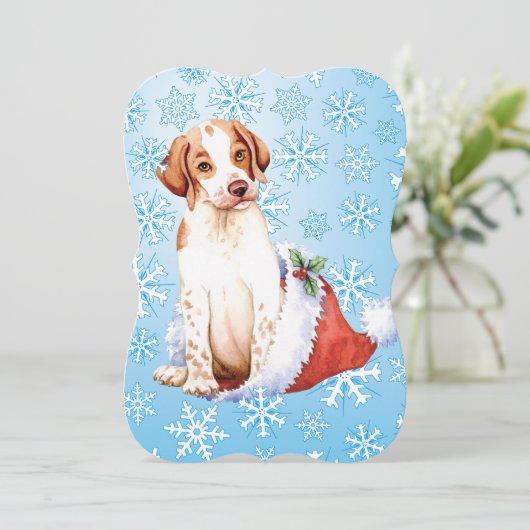 Kerstkaart met een vrolijke Howlidays Pointer (Staand voorkant)