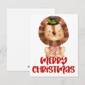 Kerstkaart met een waterverf leeuw (Voorkant / Achterkant)